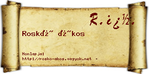 Roskó Ákos névjegykártya